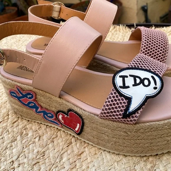 Love Moschino fun I DO pink espadrille sandals - Picture 6 of 14